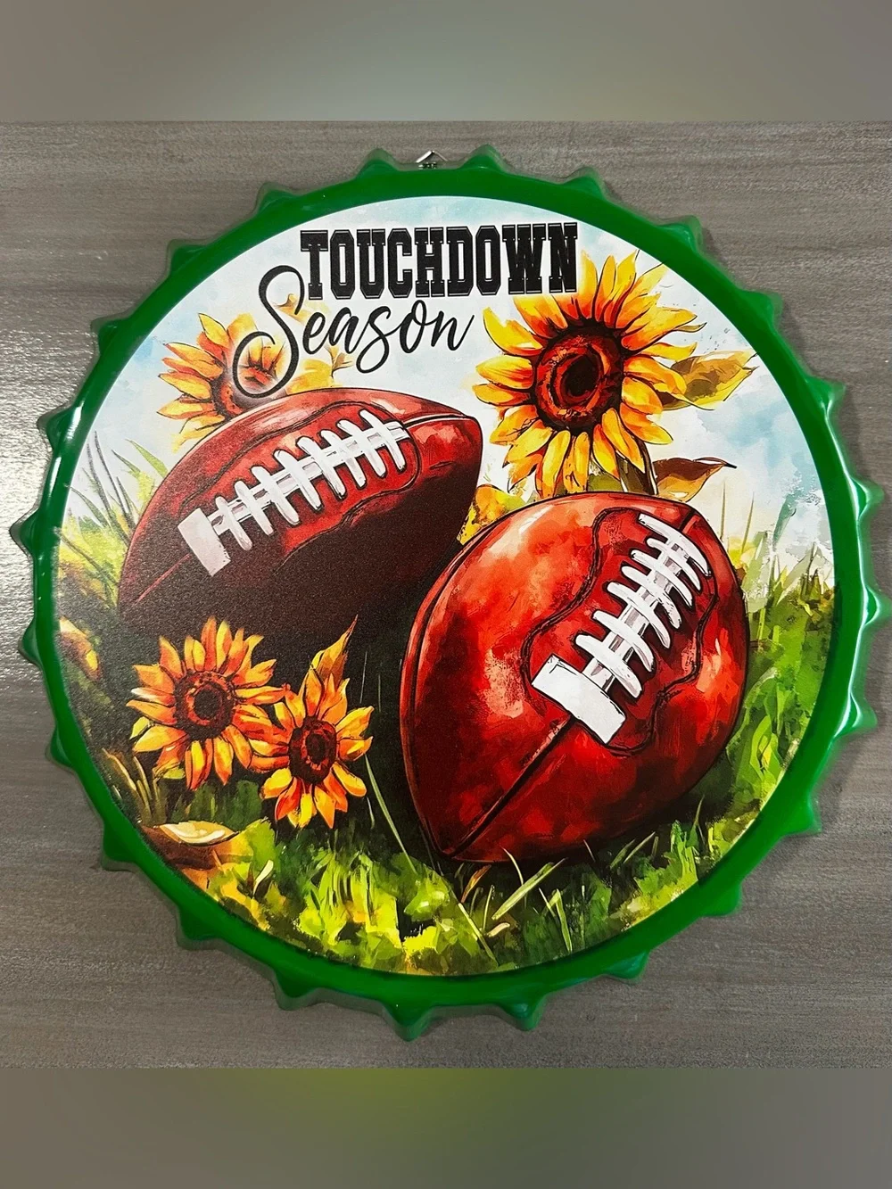 Touchdown Season Sunflower Football Wall Decor - Green Accent